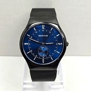 Mens Bering Time Classic Slim Blue Sunray 40mm Dial Watch 11940-227 New Battery